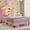 Pink, variant on Twin Size Bed with LED Lights & Charging Station for Girl , Upholstered Storage Headboard Platform Twin Size Princess Bed Frame, No Box Spring Needed,Noise-Free, Pink