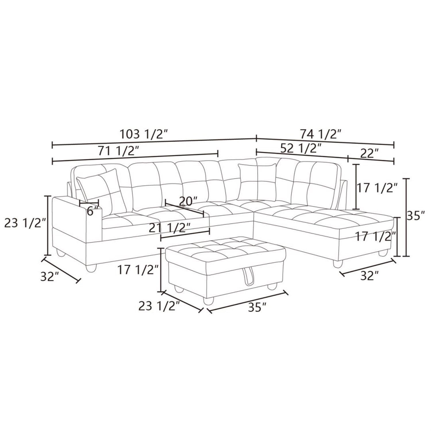 Hommoo Faux Leather L-Shaped Sectional Sofa, Modern 4-Seat Couches and Sofas Set, Living Room Furniture Sets for Home& Office, Black (No Ottomans)