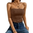 thumbnail image 4 of Liacowi Women Strapless Twist Tube Top Sexy Sleeveless Open Back Rib Knit Shirt Cut Out Front Crop Top Bandeau, 4 of 6
