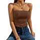 thumbnail image 4 of VISgogo Tops de tubo sin tirantes para mujer, tops cortos sin mangas de verano con dobladillo con flecos de jacquard de ganchillo de color sólido VISgogo  moda, 4 of 6