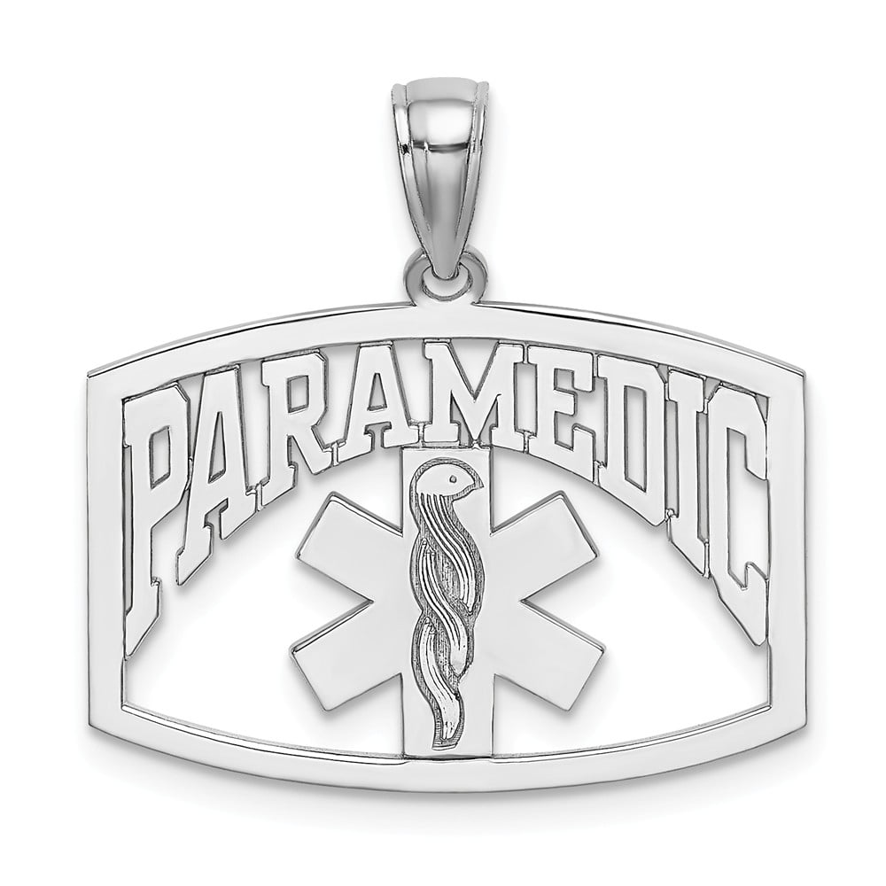 FB Jewels 14K White Gold Paramedicin Frame with Symbol Cut Out Pendant ...