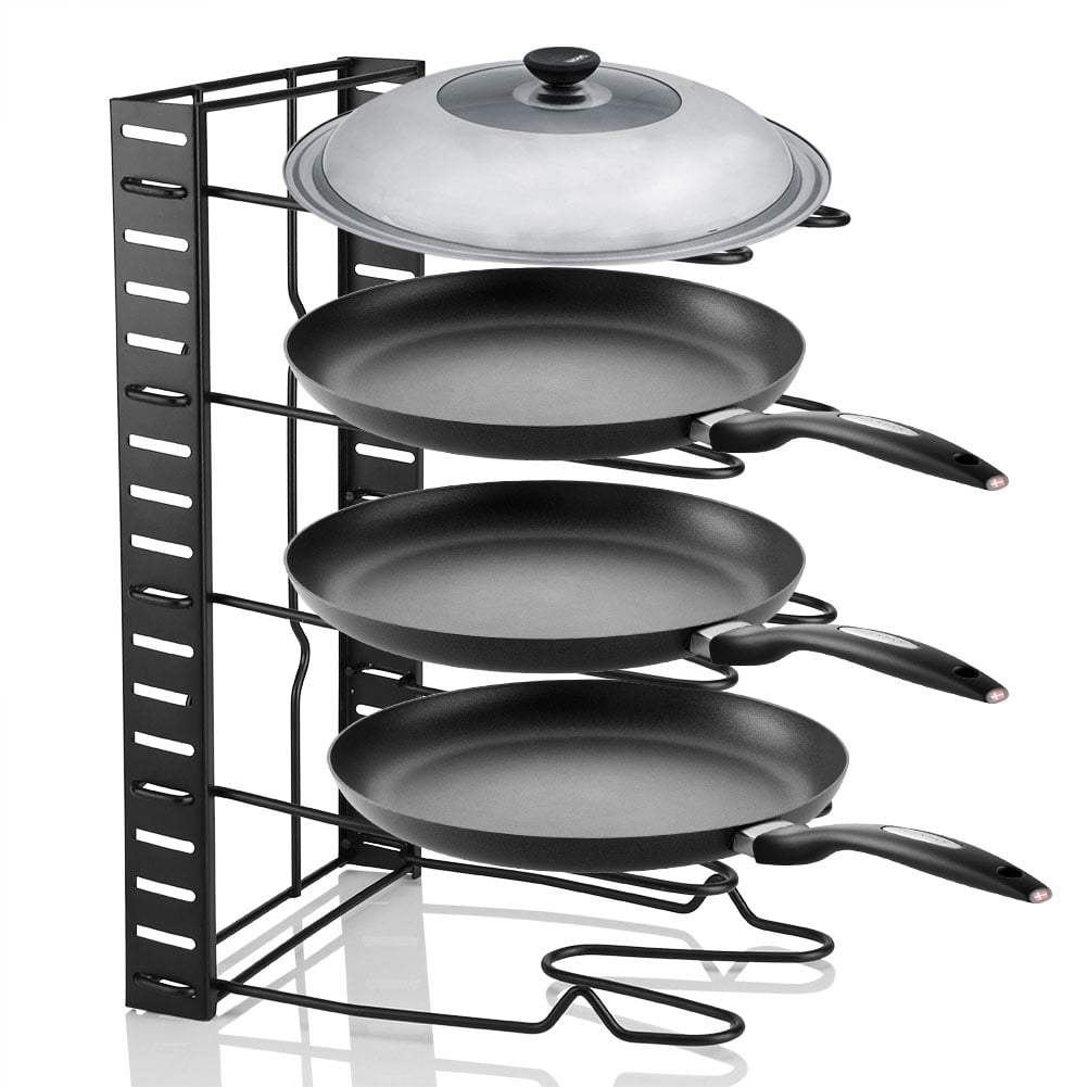 Pan Storage Rack,5 Tiers Pan and Pot Cookware Organiser Rack Kitchen Cabinet Storage Organiser for Pan Pot Pan Lid Skillet 
