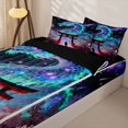 thumbnail image 3 of Metsweet Galaxy Gradient Dragon Zipper Twin Comforter Sets with Fitted Sheet and 2 Pillowcases, Japanese Samurai Sakura Zipper Bedding Set, Blue Purple Red Black,4-Piece,Black Reversible, 3 of 6