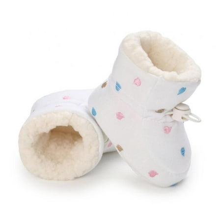 

Newborn Baby Cotton Booties Non-Slip Sole Toddler Boys Girls First Walkers Infant Warm Fleece Shoes Snow Boots 0-18M
