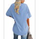 thumbnail image 3 of Camiseta Básica de Corta con Cuello en V Azul M, 3 of 5