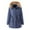 Navy, variant on Womens Long Sleeve Button Drawstring Waist Jacket Zip Up Removable Hoodie Pockets Long Warm Winter Coat Outerwear for plus Size Women Twill Coat Women Ladies Short down Jacket Maternity Jacket Women