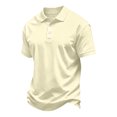 thumbnail image 2 of Hearthz Big and Tall Polo Shirts for Men 3 Button Placket Lapel Collar Men Short Sleeve Shirt Business Casual Golf Polo Shirts for Men Athletic T Shirts Beige XXL, 2 of 6