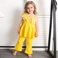 thumbnail image 5 of Amidoa Girls Summer 2 Piece Outfits Cute Sleeveless Tops Tops and Casual Pants Kids Clothing Set Yellow Size Yellow Size 6, 5 of 9