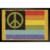 Peace Symbol Gay Pride LGBT Rainbow Flag Art Print Black Wood Framed Poster 20x14
