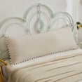 thumbnail image 1 of Move Over Beige Grey Body Pillowcases 20 x54 in, Boho Pillow Cover, Washed Microfiber White Pom Fringe Pattern, 1 of 6