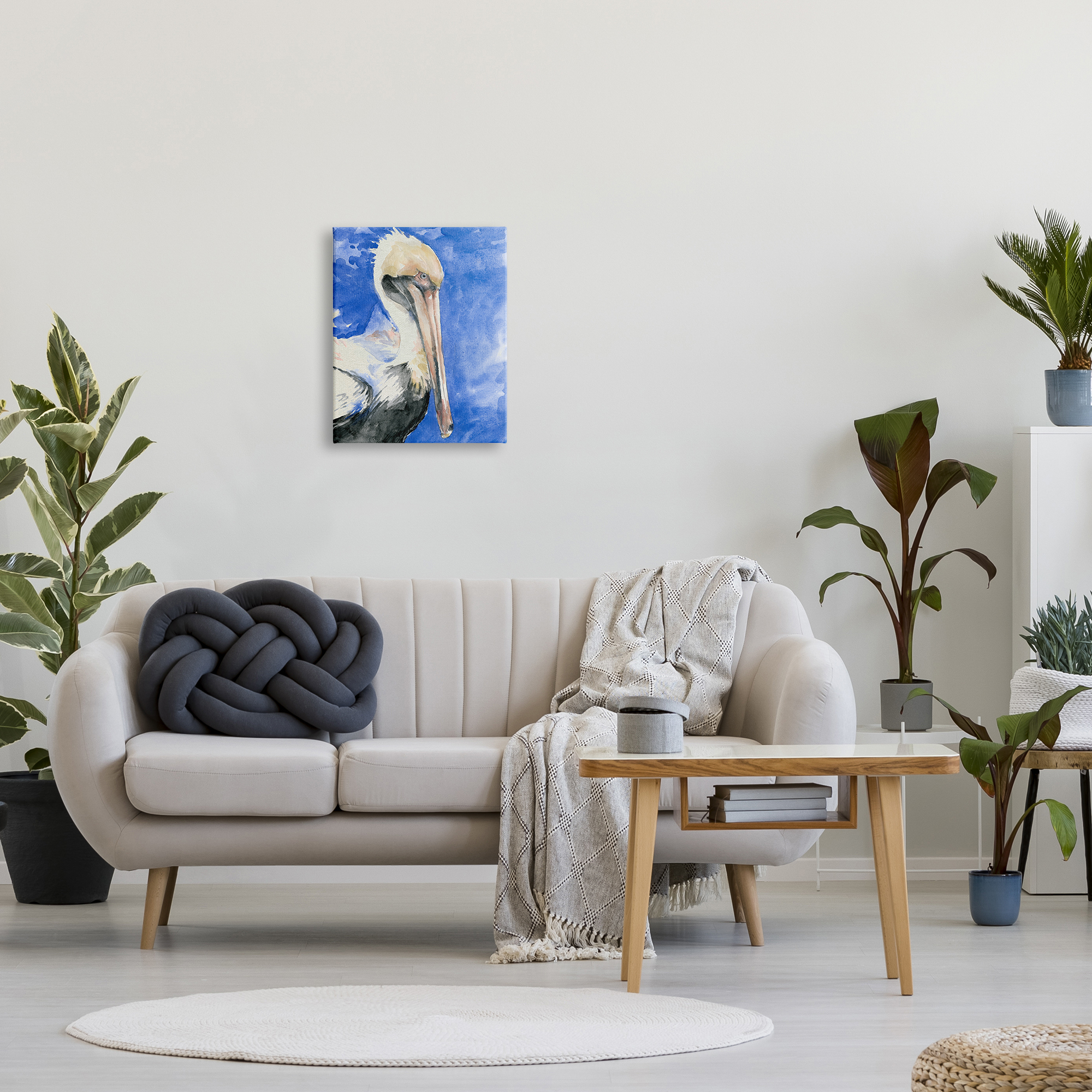 Stupell Industries Elegant Pelican Bird Tucked Beak Bold Blue Painting Painting Gallery Wrapped Canvas Print Wall Art, Design by Jennifer Paxton Parker