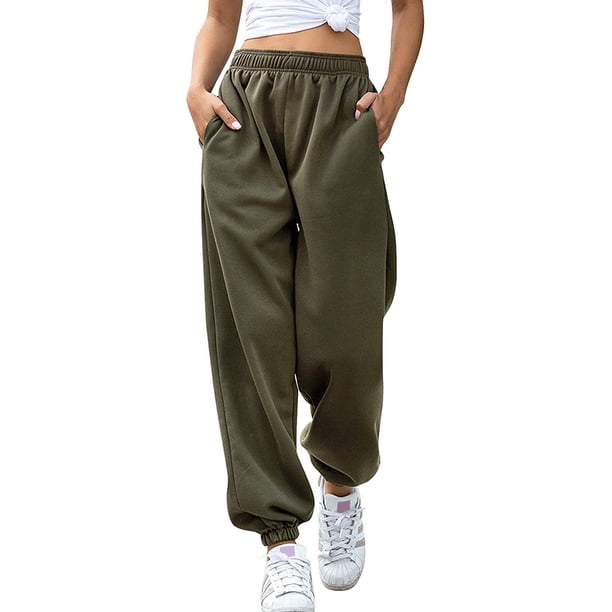Qarigey Pantalones de mujer Pantalones de yoga elásticos de cintura alta Pantalones de chándal deportivos de entrenamiento, blanco, S Prendas para la parte inferior del cuerpo Verde XXL Qarigey AP003411-20