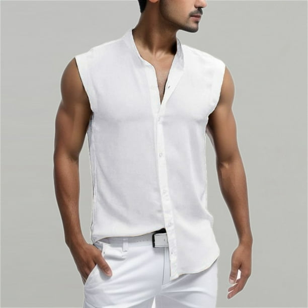 Camisa blanca sin manga hombre hotsell