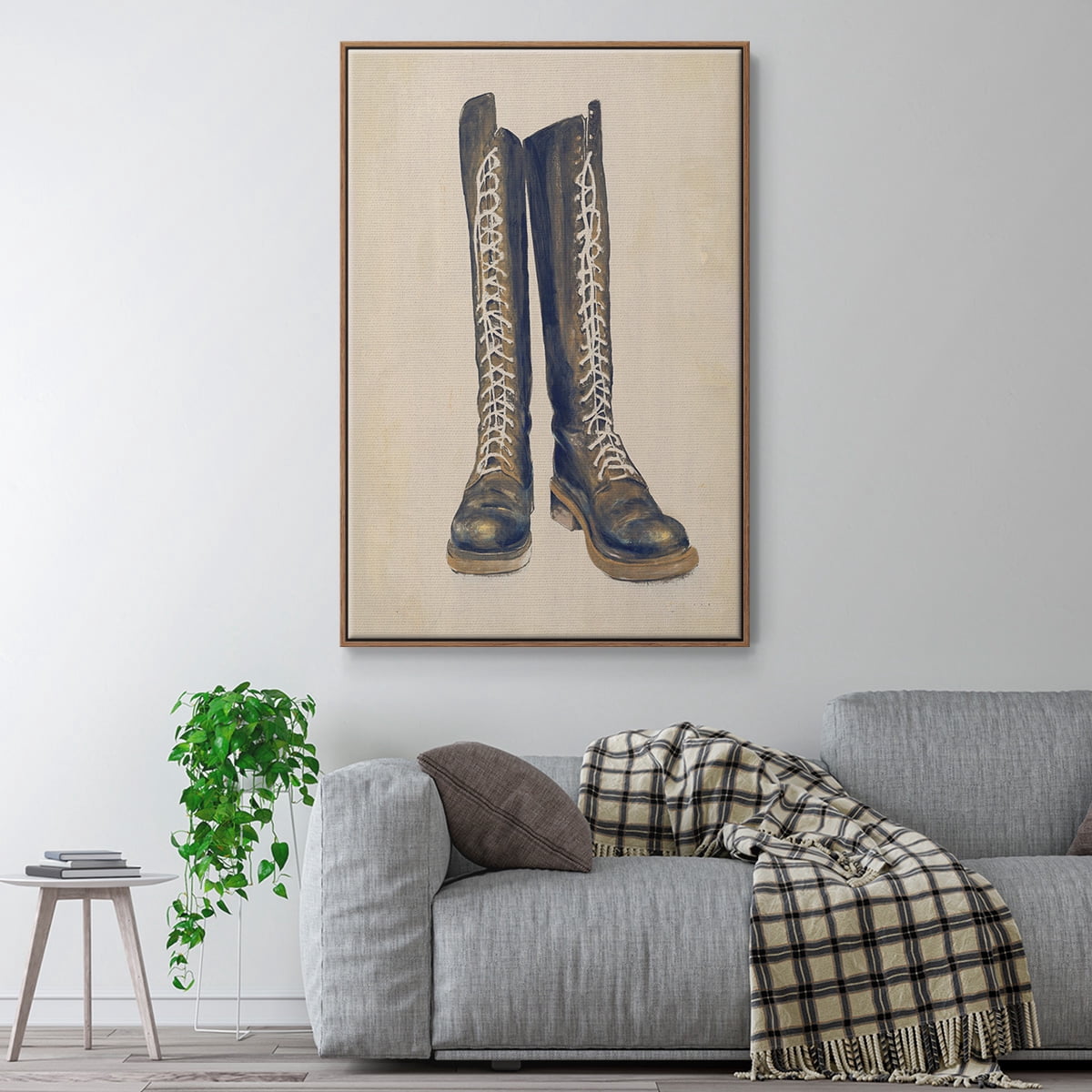 The Shoe Fits III V1 Framed Premium Gallery Wrapped Canvas - Ready to Hang - 17 x 25 - Walnut Floating Frame