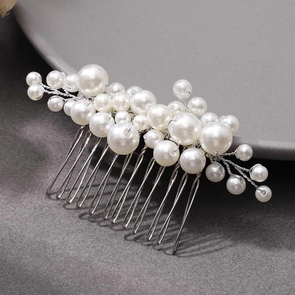Pearl Bride Wedding Hair Comb Silver Bridal Side Comb Hair Piece Wedding Hair Accessories for Women and Girls