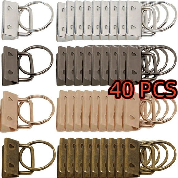 Key Fob Hardware, 40Pcs 1 Inch Keychain Hardware Set with Split Ring for Wristlet, Key Lanyard, Keychain Making Kit Crafts DIY Supplies for Gifts