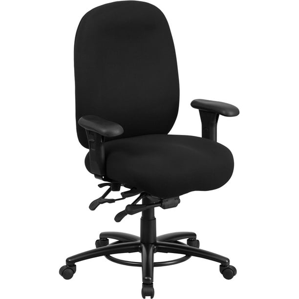 24/7 350 lb. Big & Tall Black Fabric Ergonomic Office Chair with Foot