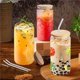 thumbnail image 4 of Vaso de Lata de Cerveza con Tapas de Bambú y Pajitas de Vidrio, Paquete de 4 Vasos de 16 Oz con Tapas y Pajitas, Vasos de Vidrio en Forma de Lata, 4 of 5