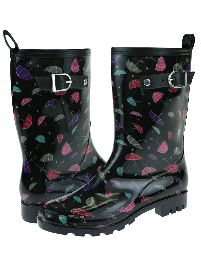 Umbrellas Mid Calf Rain Boots - women's Waterproof Footwear