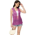 thumbnail image 2 of Women's Floral Crochet Lace Trim Open Front Cardigan, 2 of 6