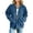 02-Blue, variant on Womens Solid Color Zip Up Jacket Collared Long Sleeve Loose Corduroy Coat Fall Winter Tops with Pockets