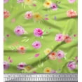 thumbnail image 1 of Soimoi Green Poly Georgette Fabric Leaves & Grandiflora Roses Floral Print Sewing Fabric Yard 42 Inch Wide, 1 of 5