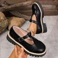 thumbnail image 5 of Women's Mary Jane Platform Shoes, Faux Leather Adjustable Buckle Loafers, Non-Slip Chunky Sole Wide Width Casual Dress Shoes for Daily Work Spring, Black/Brown, 5 of 10