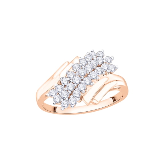 Diamond Cluster Fashion Ring in 14K Rose Gold (1/2 cttw) (I-Color, SI3/I1-Clarity) (Size-5)