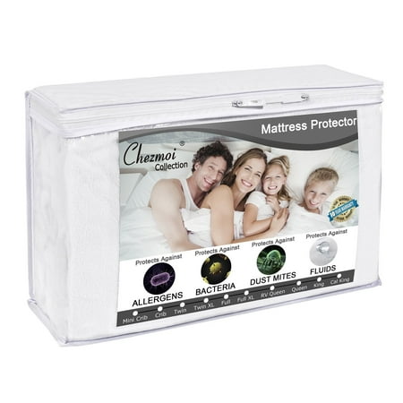 Chezmoi Collection Premium Terry Cloth Mattress Protector - Hypoallergenic Waterproof Breathable Noiseless - Protects Against Allergens Bacteria Dust Mites & Fluids (Mini Crib) Mini