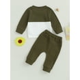 thumbnail image 4 of Bagilaanoe 2PCS Toddler Baby Boy Long Pants Set Contrast Color Long Sleeve Sweatshirt Pullover Tops + Drawstring Sweatpants 6M 12M 18M 24M 3T Kids Casual Sweatsuits, 4 of 8