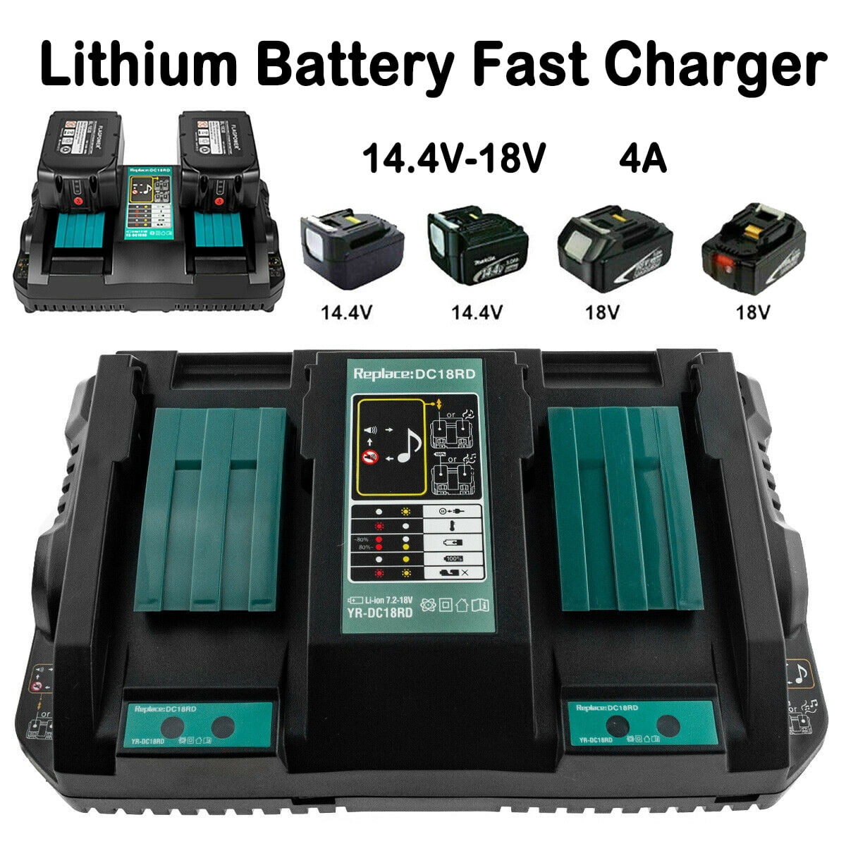 Battery Charger for Makita DC18RD Dual Twin Port Fast Rapid Li-ion LXT 7.2V-18V 