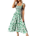 thumbnail image 1 of Txlixc Vestidos de Verano para Mujer, Estampado Floral/Diseño de Color sólido Sin Mangas Correa de Doble Lado Pliegues en el Pecho Vestido Largo de Playa Txlixc Moda, 1 of 5