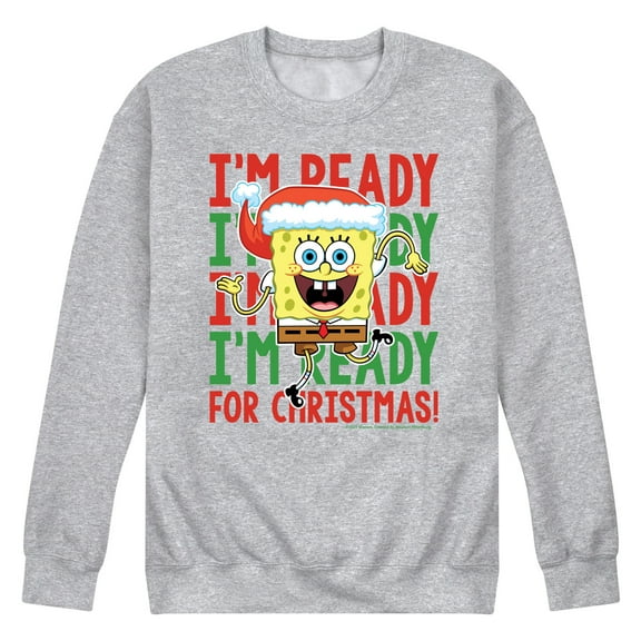 SpongeBob SquarePants - I'm Ready For Christmas - Men's Crew Neck Fleece Pullover