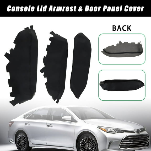 Black Leather Console Lid and Door Panel Sleeve for Toyota Avalon 2013-2018