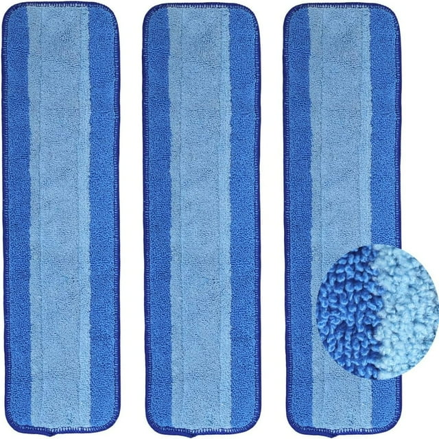 HLONK 3 Pack Deep Clean Pads Replacement for Bona Family of Mops 18 Inch Replacement Mop Pads Refills Washable & Reusable Microfiber Cleaning Pad for Hardwood and Multi-Surface Floors Cle