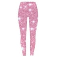 thumbnail image 5 of BiZtdJrK Dollar Deals Leggings for Women High Waisted Tummy Control Workout Yoga Pants Trendy Glitter Sequin Print Legging Milk Silk Soft Comfy Tights Pink S, 5 of 7