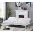 thumbnail image 3 of FFZ Convertible Sofa Bed Futon with Gold Metal Legs and Teddy Fabric, White Teddy, 3 of 14