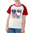 thumbnail image 2 of American Flag T-Shirt For Boys Girls Independence Day Patriotic Graphic Tees Kids Casual Raglan Short Sleeve Round Neck Top Red 4-5 Years, 2 of 7