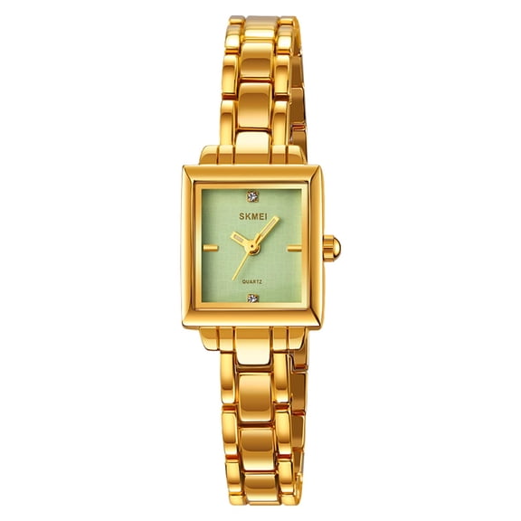 Gold Womens Stnless Steel Watch Water Resistant Quartz Watch Fashion Bracelet Square Wristwatch Elegant Dress Watch for Women