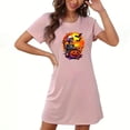 thumbnail image 2 of A-Line Dresses for Women Halloween Women's Large Size Short Nightdress With Chest Print Round Neck And Short Sleeves Pink L, 2 of 4