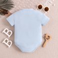thumbnail image 5 of RMGVDSD Newborn Baby Boy Girl Romper Letter Embroidery Short Sleeve Round Neck Bodysuits Summer Clothes Infant First Birthday Outfit 3-6 Months, 5 of 8