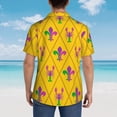 thumbnail image 6 of Daiia Mardi Gras Crayfish and Fleur de lis Hawaiian Shirt for Men Gentle Cotton Regular Short Sleeve Casual-3X-Large, 6 of 9