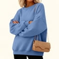 thumbnail image 5 of Xyxonk Womens V Neck Oversized Sweatshirts Cute Drop Shoulder Pullover Tunics Fall Winter Long Sleeve Street Hoodies with Pocket Solid Color Outfit,Sky Blue XL, 5 of 6