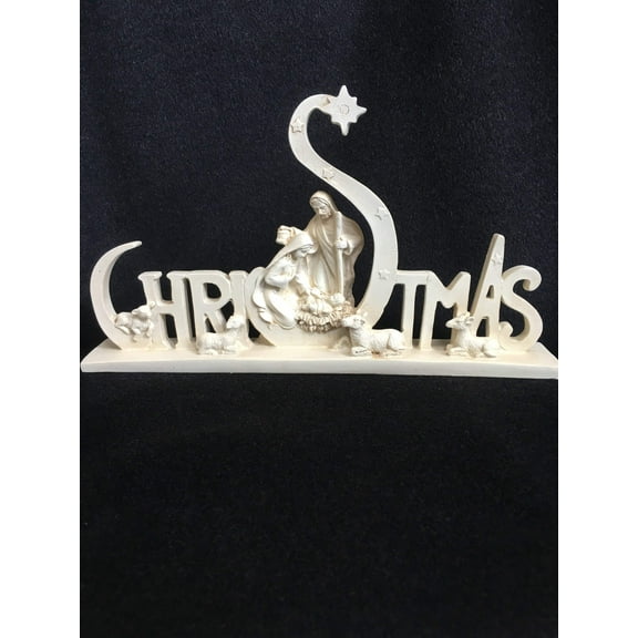 Christmas White Nativity Theme Block Sitter