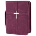 thumbnail image 2 of DLMCUH Bible Cover for Men and Women, PU Leather Large Bible Bag with Handle & Shoulder Strap, Bible Carrying Case with Cross Design and Pockets for Church, Bible Study & Christian Gifts(Wine）, 2 of 6