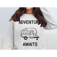 thumbnail image 2 of Adventure Awaits Sweatshirt, Cozy Camper Sweatshirt, Adventure Lover Gift, Travel Inspired Apparel, Camping Enthusiast Sweater (ForestGreen, 4XL), 2 of 11