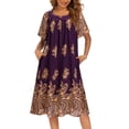 thumbnail image 2 of Oudiya Womens Nightgown Short Sleeve House Dress with Pockets-Floral Print Mumu Dress, 2 of 6