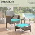 thumbnail image 2 of 5 PCS Outdoor Patio Furniture Set with Table&Ottoman Outdoor Furniture Patio Set Bistro Wicker Patio Set (Gray Wicker&Green Cushion), 2 of 7