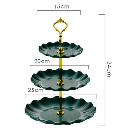 

3-layer Plastic Tray for Cake Fruit Cookies European style Cake Plate Stand