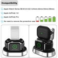 thumbnail image 5 of 2 in 1 Charger Stand Holder Compatible for Apple Watch Series 1/2 / 3/4 / 5/6 / SE, iWatch 38mm 40mm 42mm 44mm, AirPods 1/2 / 3rd Generation/AirPrds Pro (Charger not Included) (Black), 5 of 6